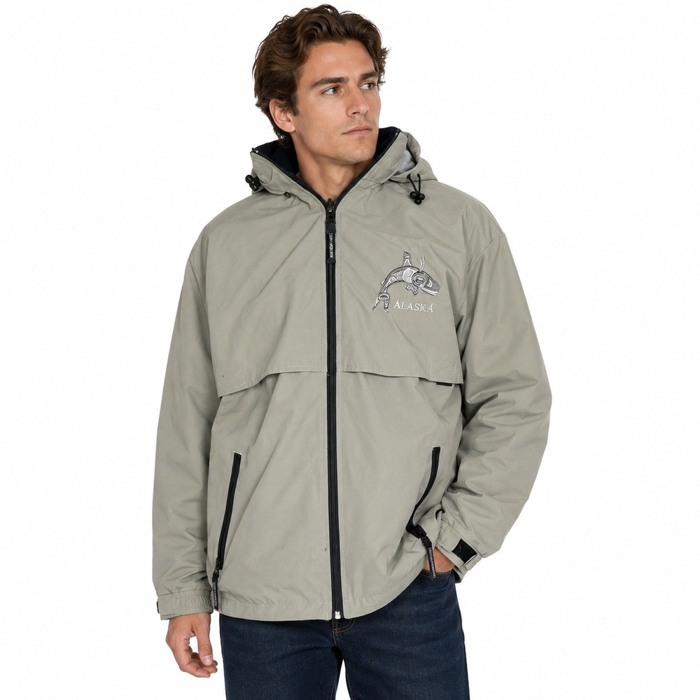 Northern Lights Clothing Co Windbreaker Large Gray Alaska Orca Jacket Fleece